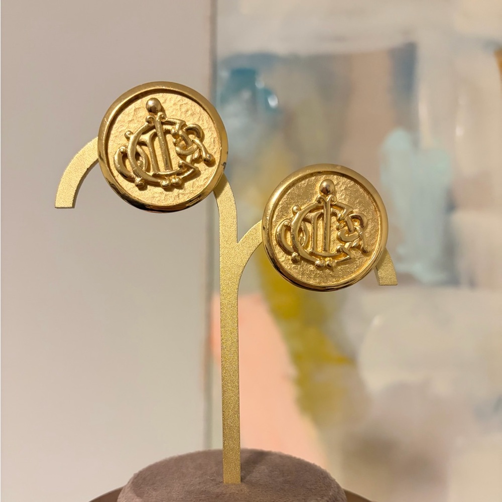 AUTHENTIC Rare Find Vintage 1980s Christian Dior Clip-On Earring Gold Plated